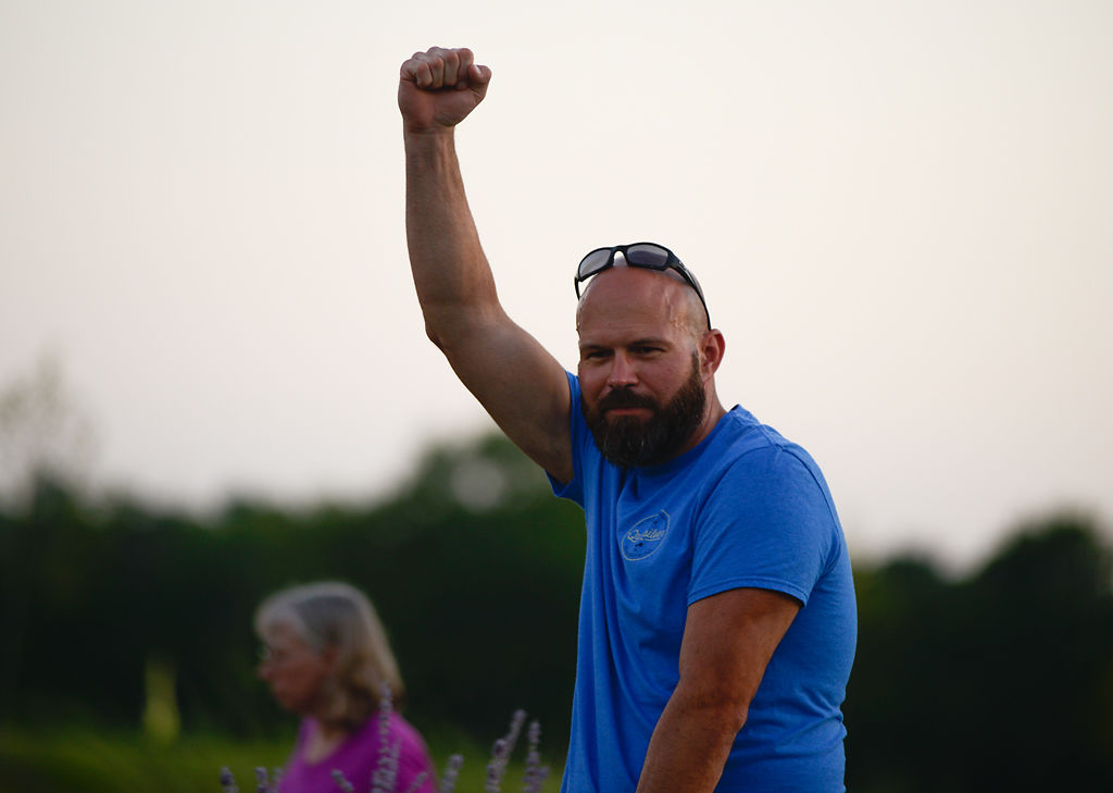 Dustin Doyle celebrates a good shot